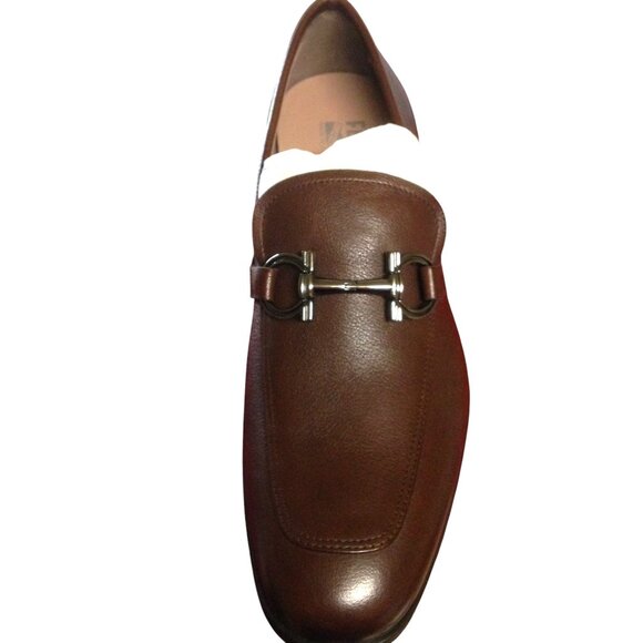 Salvatore Ferragamo Scarlet Gancini Double Bit Loafer Cioccolato Pebble 7EE NWT - Picture 3 of 5